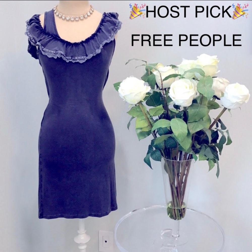 💯✅ AUTHENTIC FREE PEOPLE RUFFLE TRIM NECK DRESS